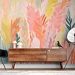 Wall murals Colorful leaves on a white surface