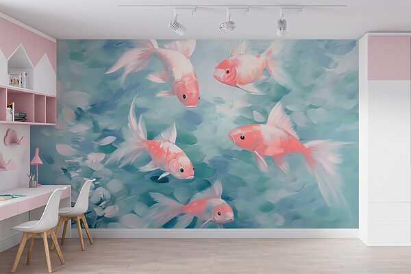 Swirling fish create tranquil scene Wall murals Swirling fish create tranquil scene