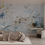 Wall murals Painting of flowers and leaves