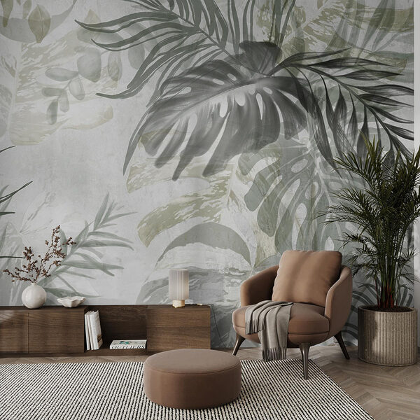 Soft leaves in muted tones Wall mural Soft leaves in muted tones