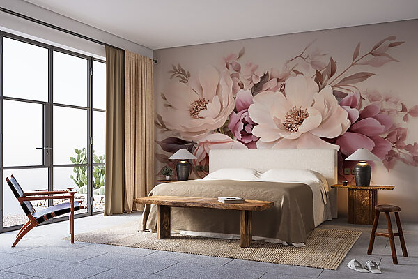 Group of flowers on a white background Wall murals Group of flowers on a white background