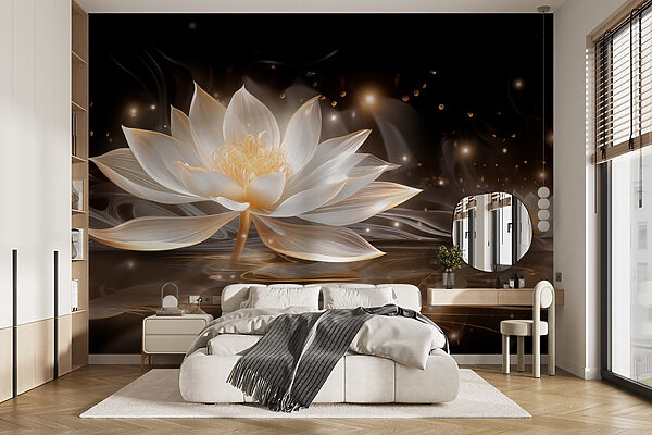 White flower in water Wall murals White flower in water