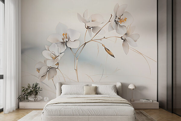 White flowers on a branch Wall murals White flowers on a branch