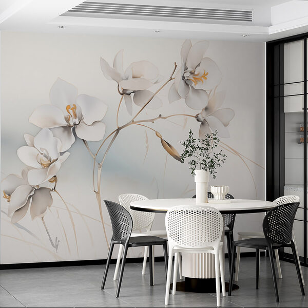 White flowers on a branch Wall mural White flowers on a branch