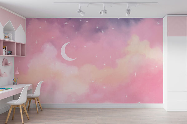 Moon and stars in the sky Wall murals Moon and stars in the sky
