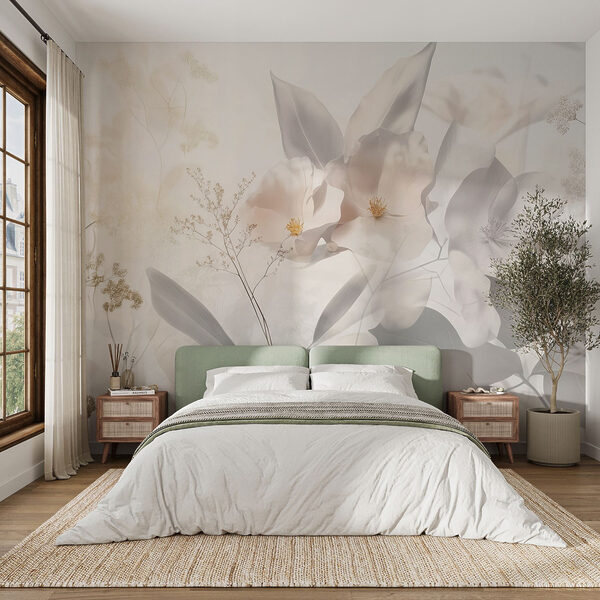 Delicate blooms in soft hues Wall murals Delicate blooms in soft hues