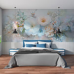 Wall murals Painting of flowers and leaves