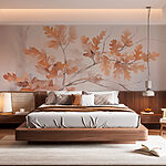 Wall murals Tree with brown leaves