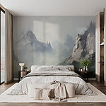 Wall murals Mountain with clouds in the background