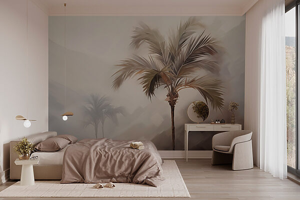 Palm trees in the fog Wall murals Palm trees in the fog