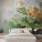 Wall murals Painting of leaves on a branch