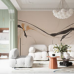 Wall murals Black and tan paint on a white surface