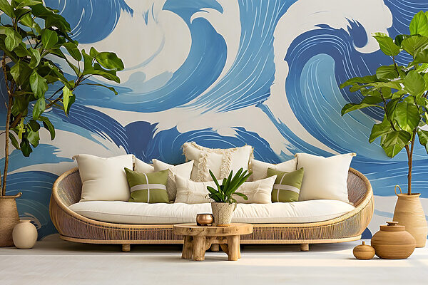 Blue and white waves Wall murals Blue and white waves