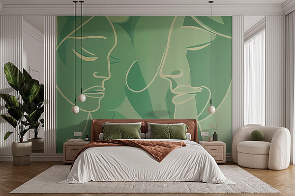 Drawing of a woman's face Wall murals Drawing of a woman's face