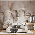 Wall murals Group of white masks