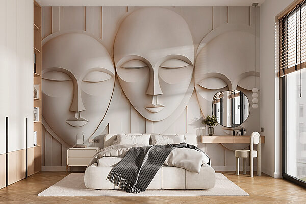 Group of white masks Wall murals Group of white masks
