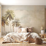Wall murals Palm trees next to a body of water