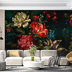 Wall murals Painting of flowers on a dark background