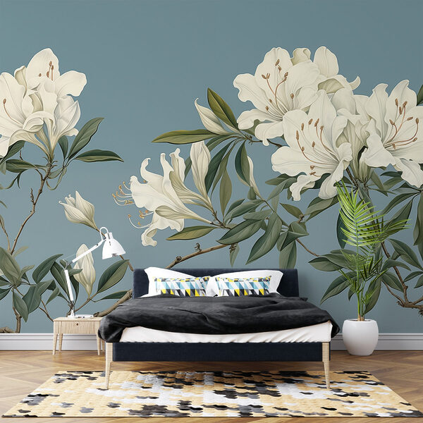 White flowers on a branch Wall murals White flowers on a branch