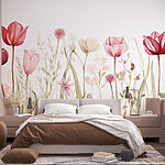 Wall murals Painting of flowers and grass