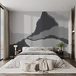 Wall murals Grey and white image of a mountain