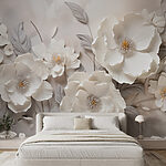 Wall murals White flowers on a wall