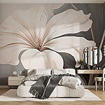 Wall murals White flower on a gray background