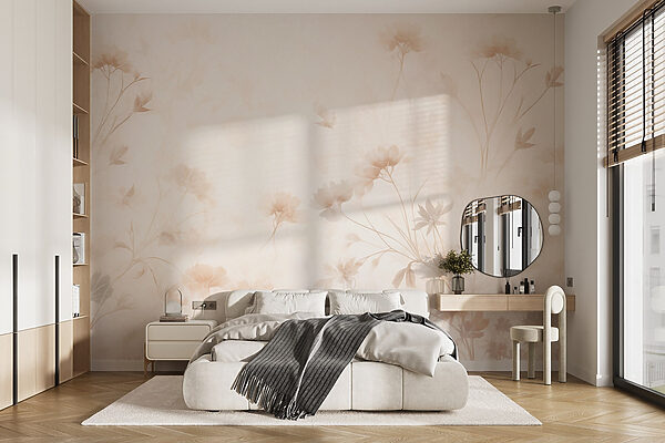 White and pink floral pattern Wall murals White and pink floral pattern