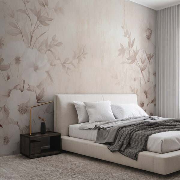 White flower pattern on a white surface Wall murals White flower pattern on a white surface