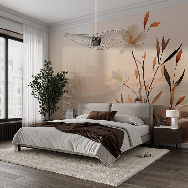 Painting of flowers in a desert Wall murals Painting of flowers in a desert
