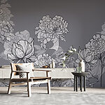 Wall murals Group of flowers on a gray background