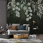 Wall murals Delicate leaves on dark backdrop