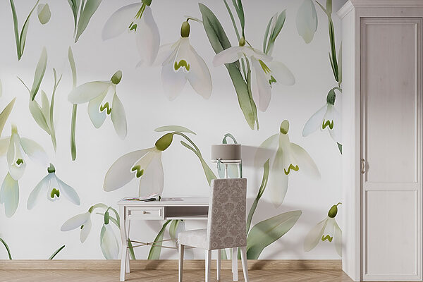Pattern of white flowers Wall murals Pattern of white flowers