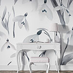 Wall murals White flowers with gray leaves