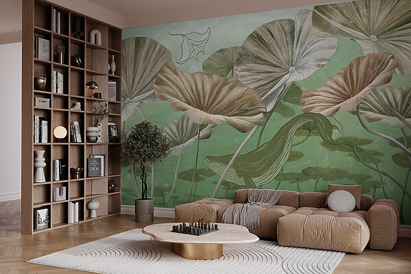 Whale swimming in water Wall murals Whale swimming in water
