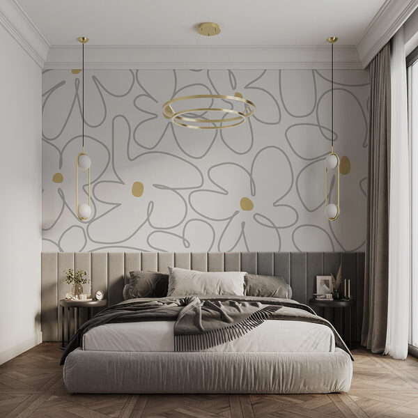 Pattern of flowers on a white background Wall murals Pattern of flowers on a white background
