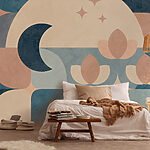 Wall murals Blue and pink geometric design