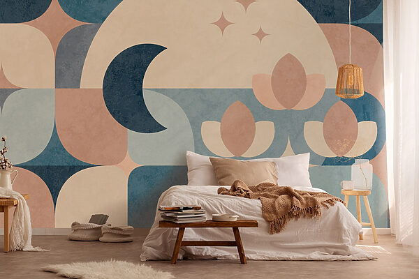 Blue and pink geometric design Wall murals Blue and pink geometric design