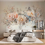 Wall murals Painting of flowers on a white surface