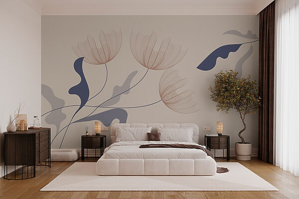 Delicate blooms in soft hues Wall murals Delicate blooms in soft hues