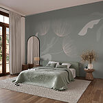 Wall murals White bird with pink flowers