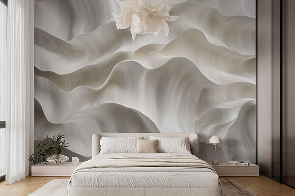 Soft waves of textured white layers Wall murals Soft waves of textured white layers