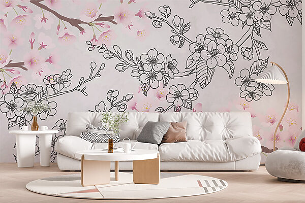 Delicate blossoms in soft pastels Wall murals Delicate blossoms in soft pastels