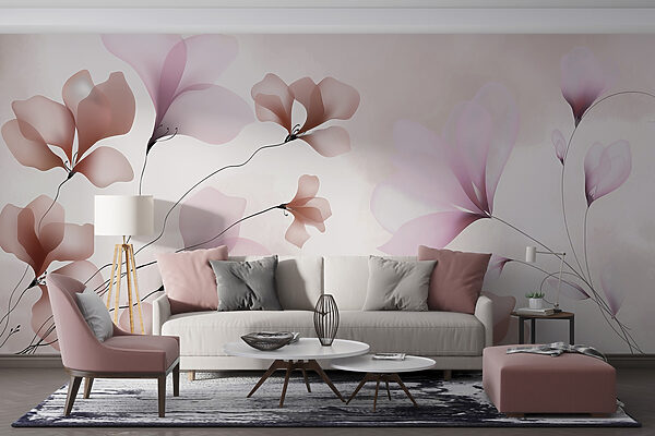 Delicate flowers in soft hues Wall murals Delicate flowers in soft hues