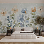 Wall murals Painting of flowers and leaves