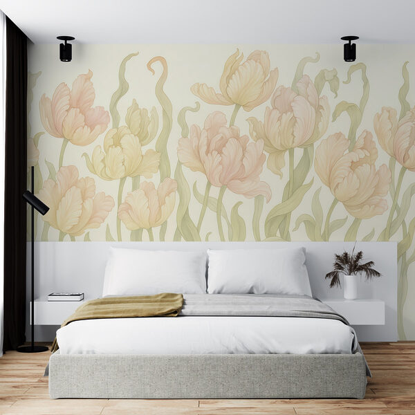 Delicate tulips in soft colors Wall murals Delicate tulips in soft colors