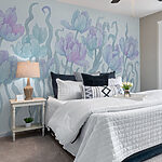 Wall murals Group of flowers with leaves
