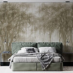 Wall murals Group of trees in a foggy forest