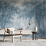 Wall murals Group of trees in a foggy forest