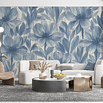Wall murals Vibrant floral patterns in blue hues